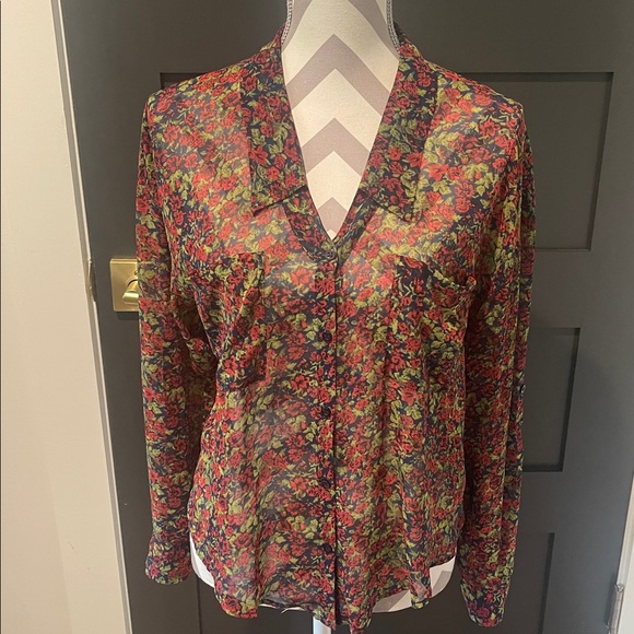FREE PEOPLE Easy Rider Floral Sheer Button Down Blouse Size XS - Picture 2 of 8